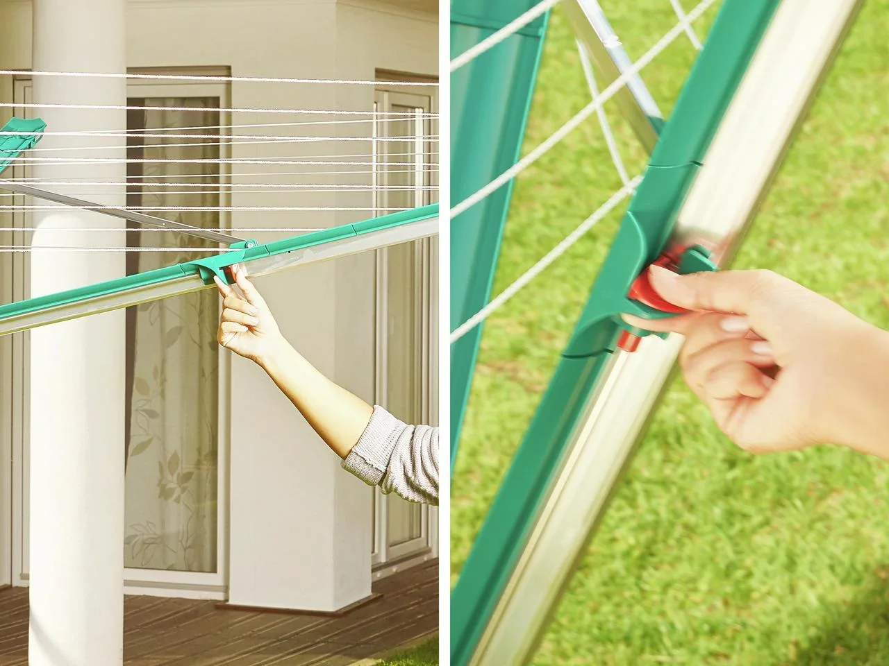 Wäscheschirm, Wäschespinne "Linomatic 500 deluxe Cover", mit Abdeckhülle und Bodenhülse, 50 Meter Leinenlänge - 0