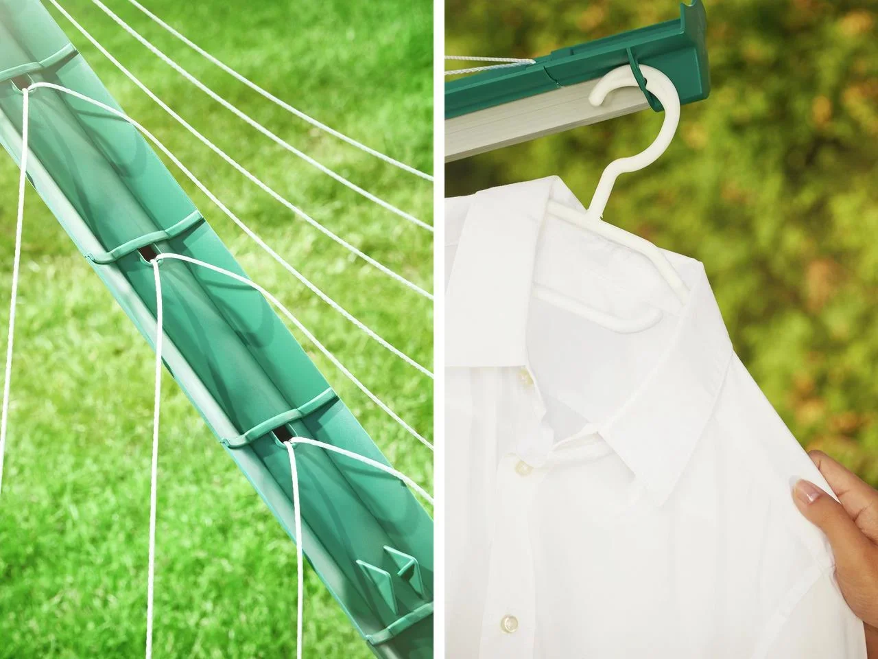 Wäscheschirm, Wäschespinne "Linomatic 500 deluxe Cover", mit Abdeckhülle und Bodenhülse, 50 Meter Leinenlänge - 5