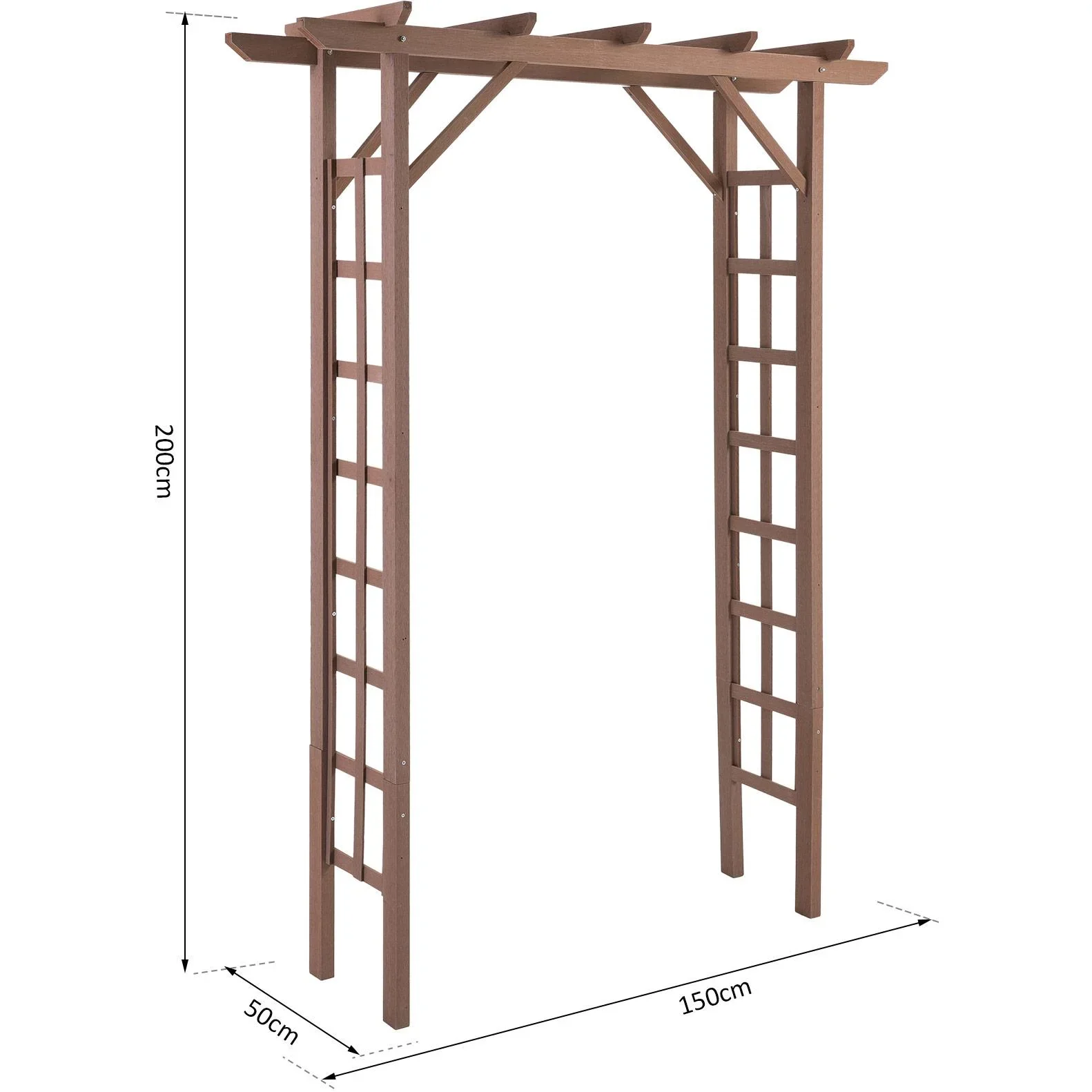 Torbogen Rankgitter Pflanzbogen Rankhilfe Rosenbogen Garten Laubendach Kunstholz WPC Braun 150 x 50 x 200 cm - 1