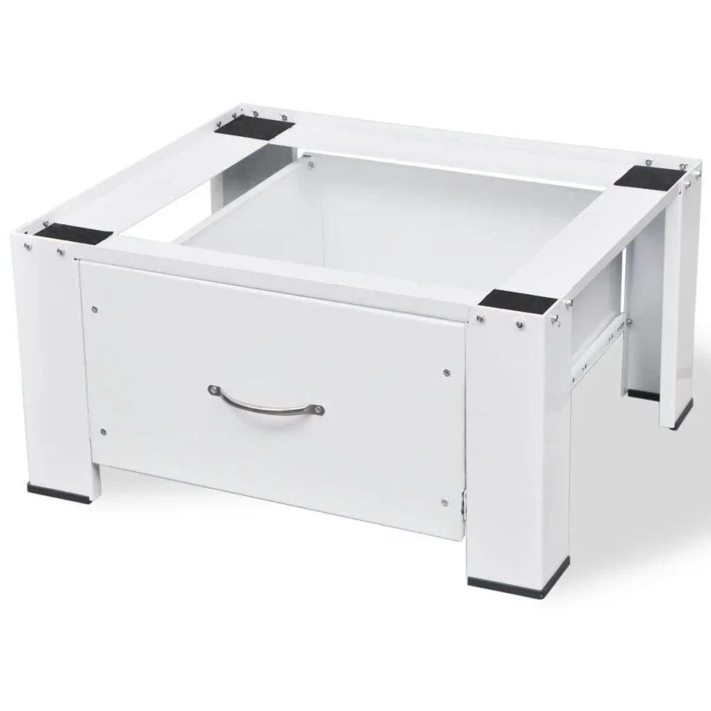 Standsäule für Waschmaschine mit Schublade weiß - 1