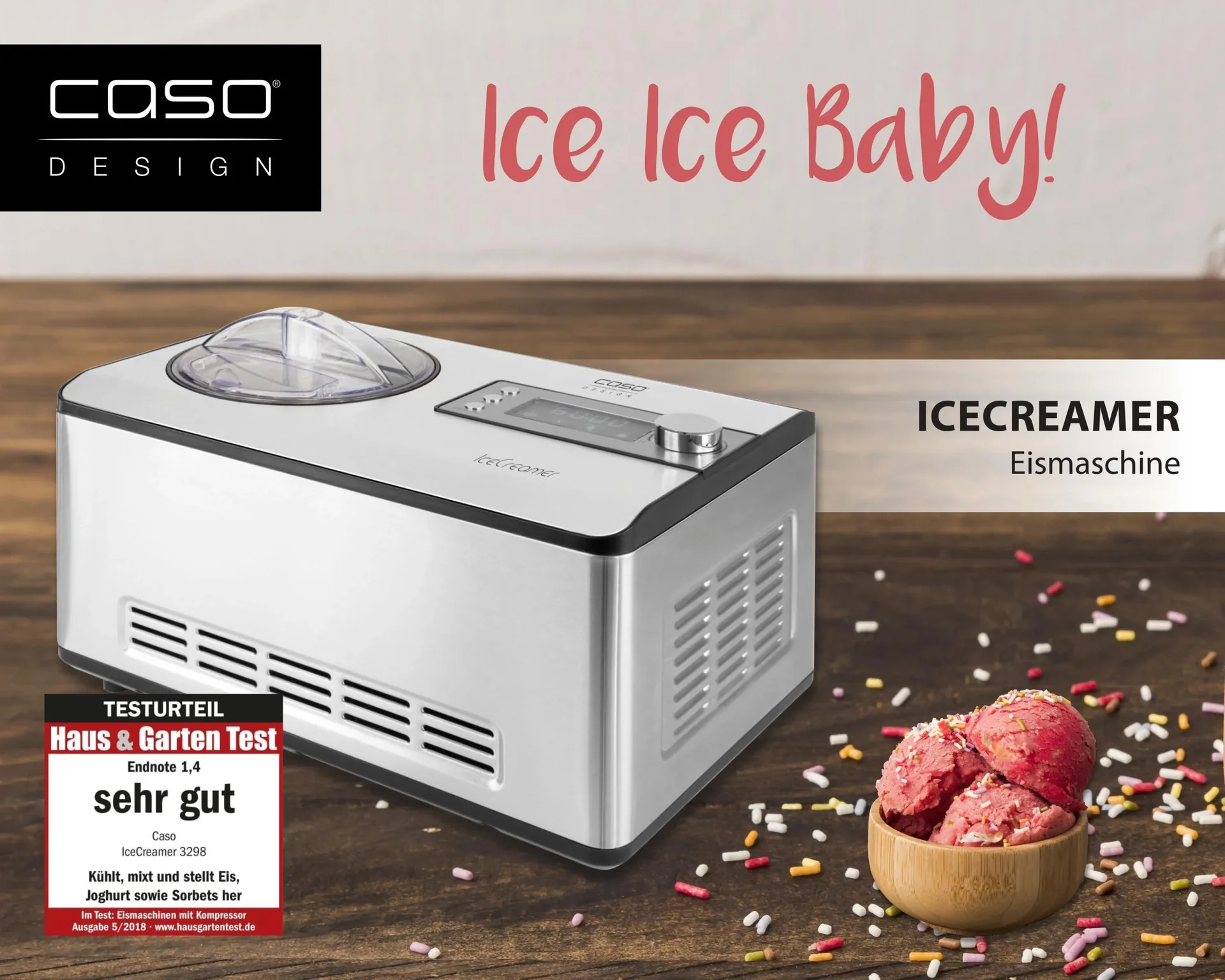 IceCreamer Eismaschine 2 Liter - Kompressor-Eismaschine 180 Watt - 5