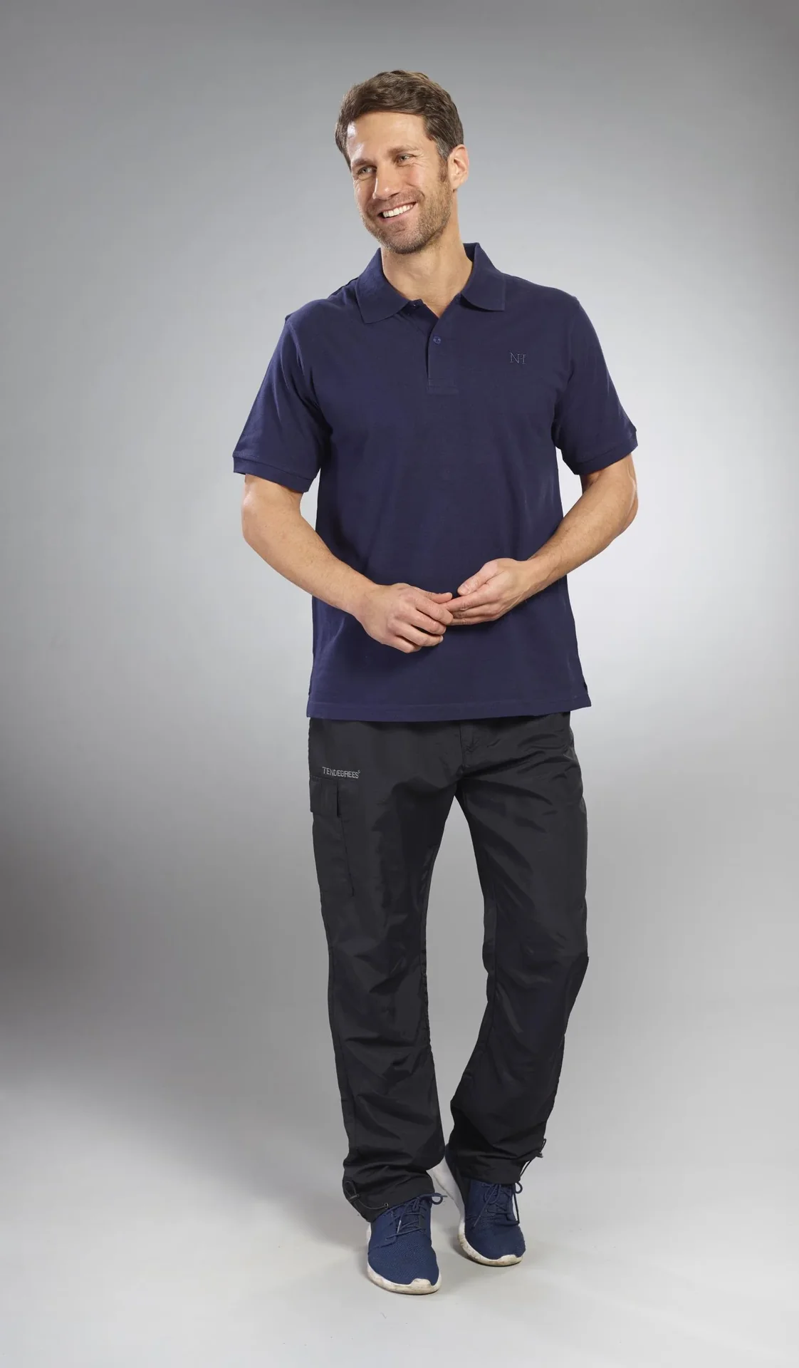 Poloshirt geknöpft, Farbe marine melange, Gr.M - 1