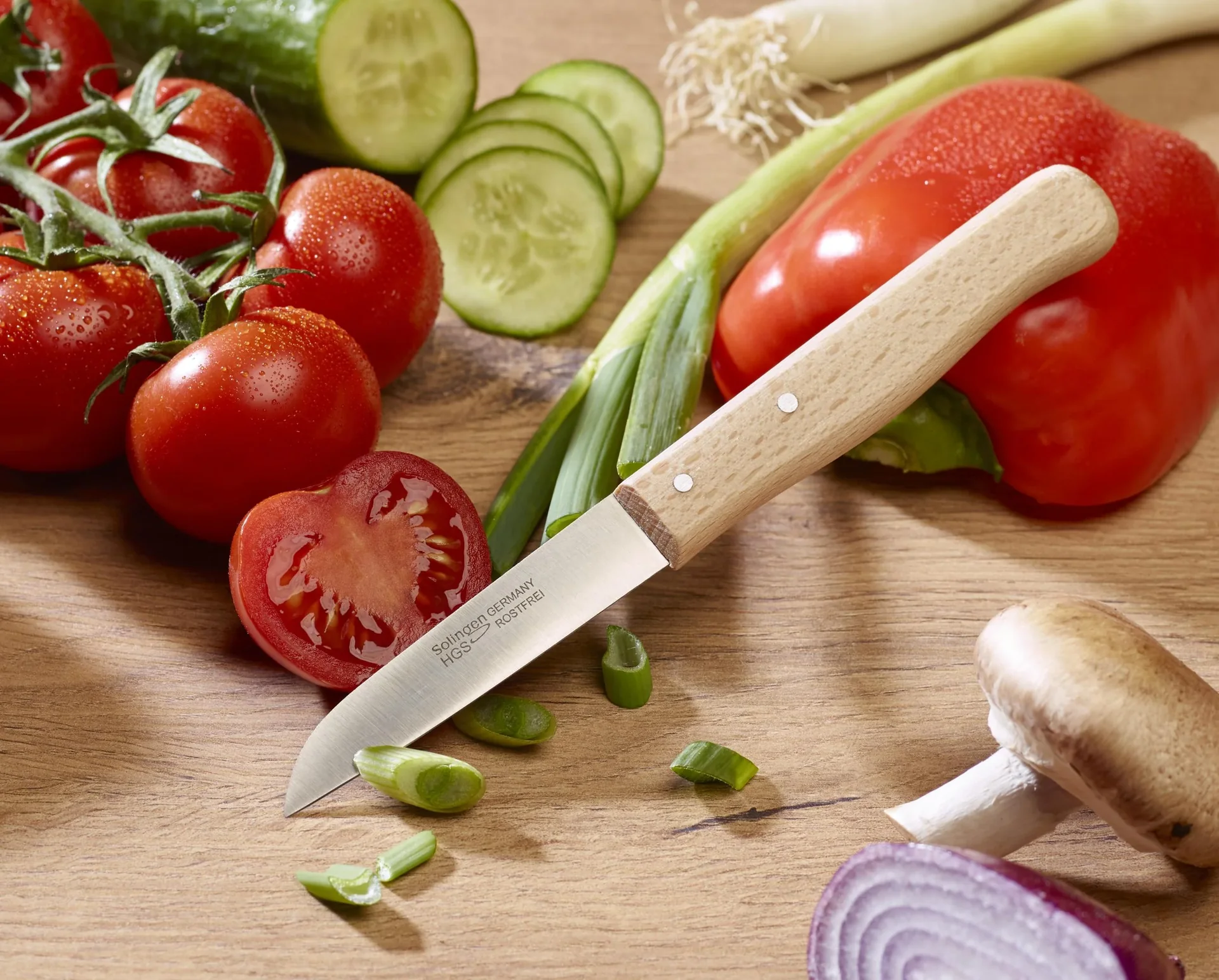 Gemüsemesser, 8 cm, mit Buchenholzgriff - 0