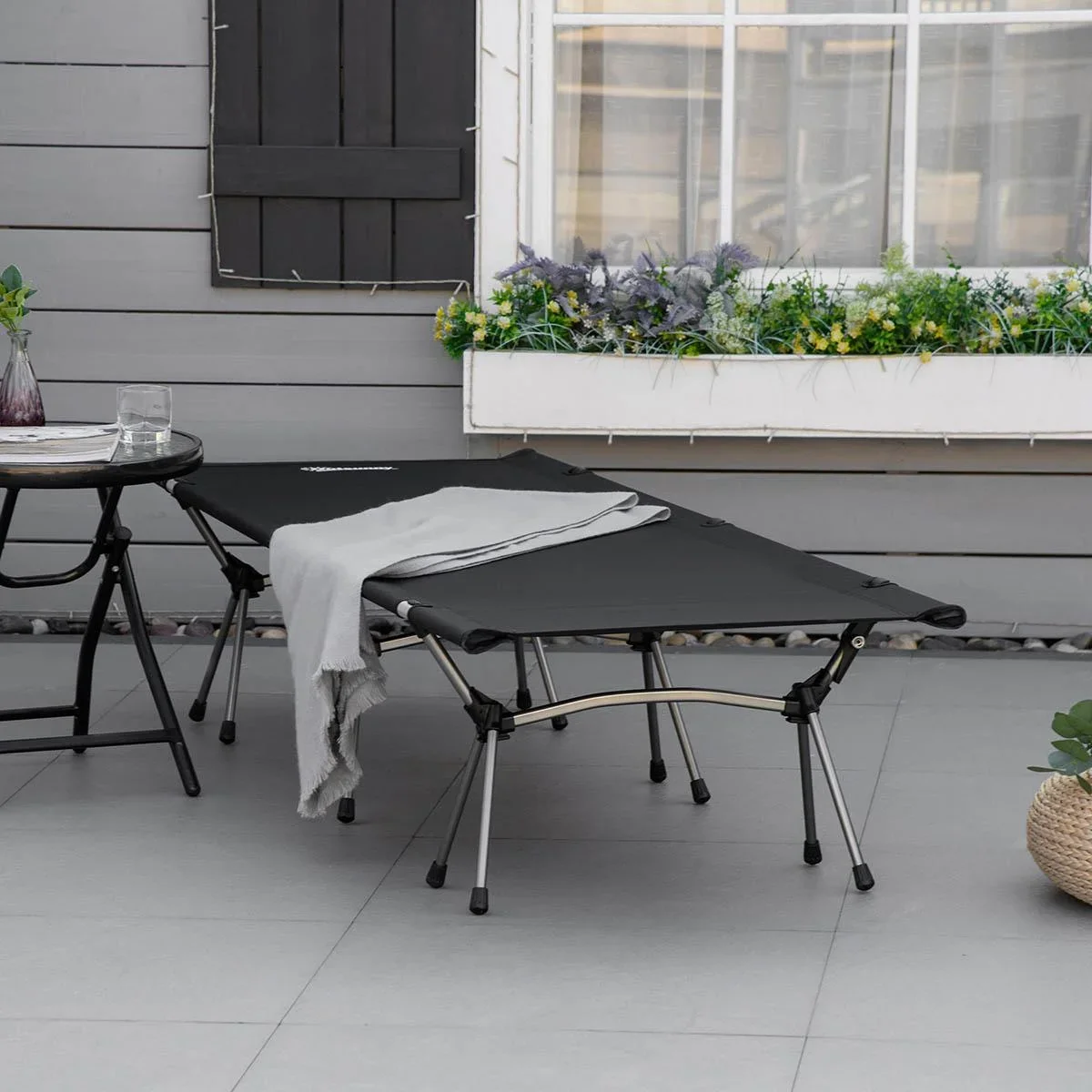 Campingbett bis 150kg schwarz 190 x 65 x 38 cm - 4