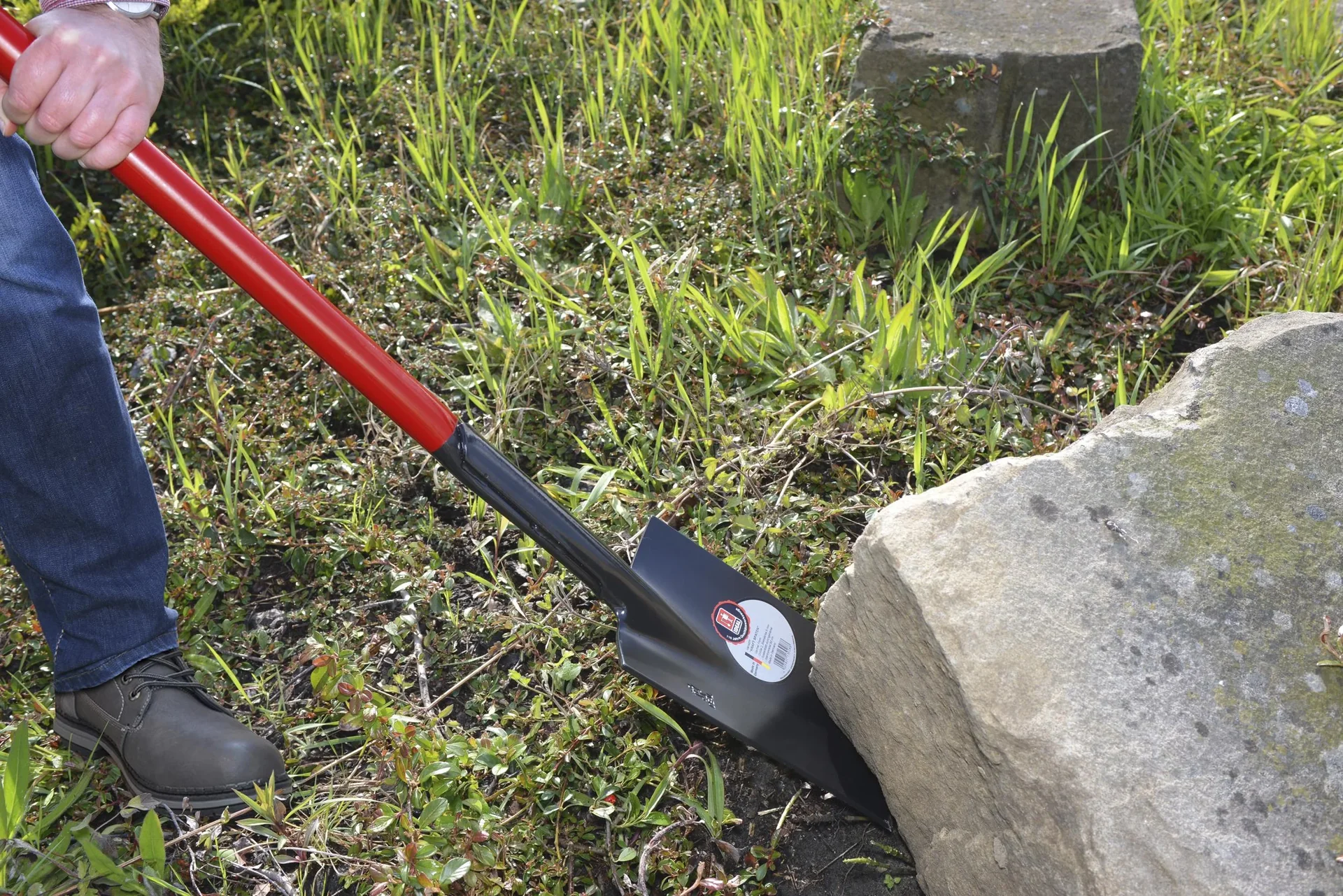 Spaten Kraftspaten, Blattstärke 5 mm, pulverbeschichtet, Schur angeschliffen, Holzknauf, Stahlrohrstiel 92 cm - 6