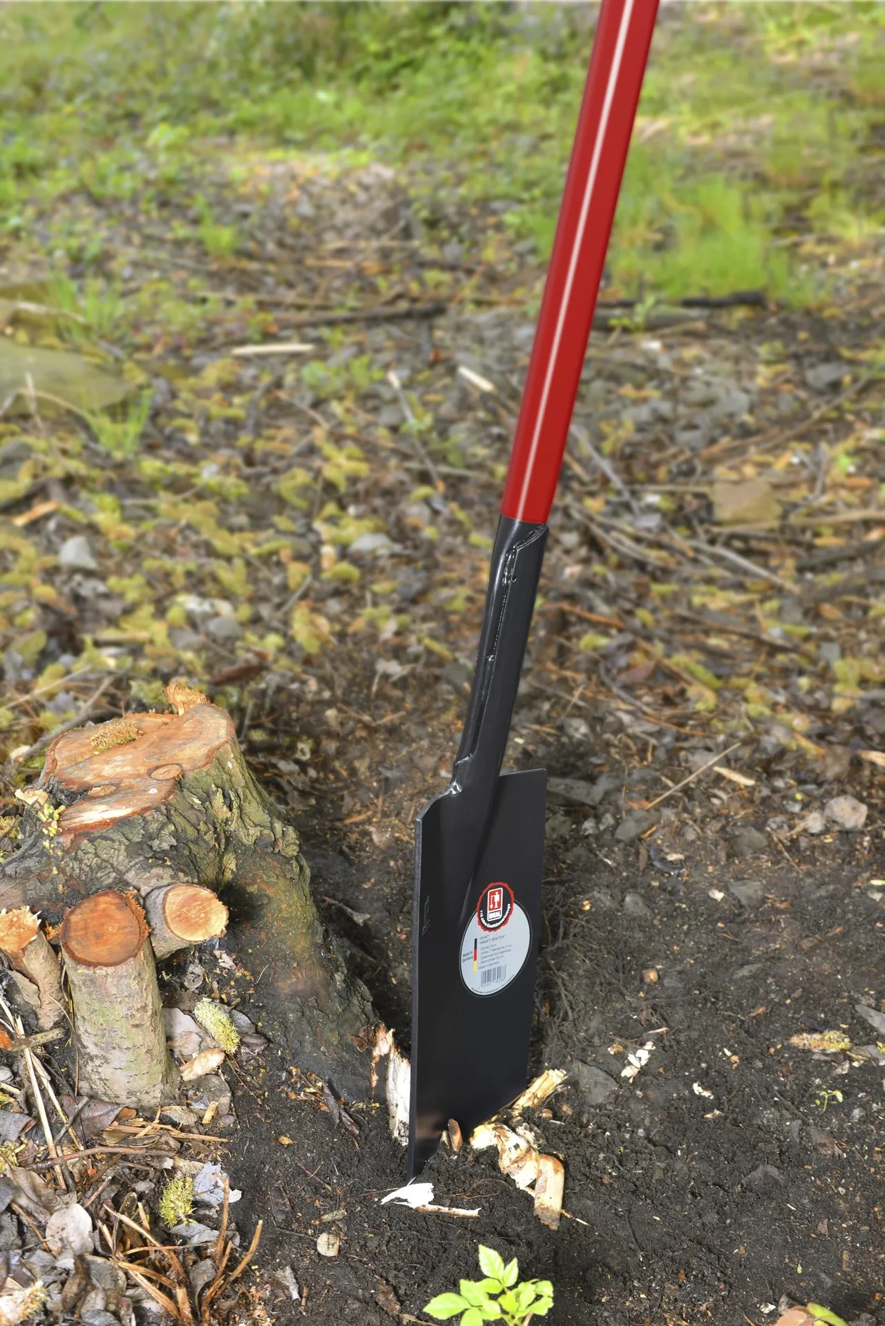Spaten Kraftspaten, Blattstärke 5 mm, pulverbeschichtet, Schur angeschliffen, Holzknauf, Stahlrohrstiel 92 cm - 7