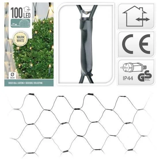 Buchsbaum-Kugelnetz SET von 2 - 100 LED Warm-Weiß Ø 90cm - Strauch - 1