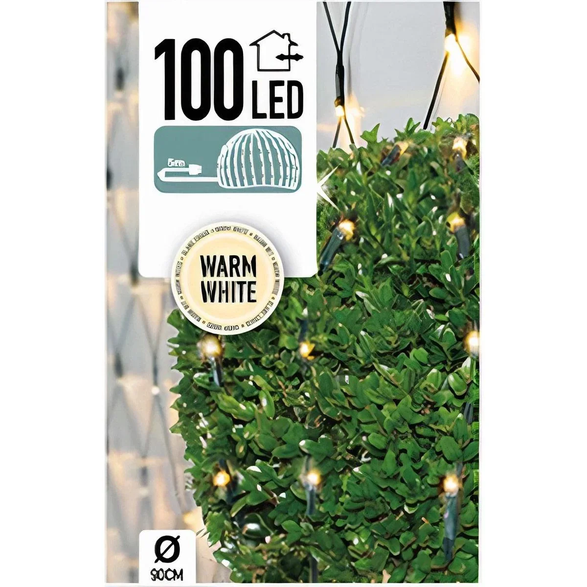 Buchsbaum-Kugelnetz SET von 2 - 100 LED Warm-Weiß Ø 90cm - Strauch - 3
