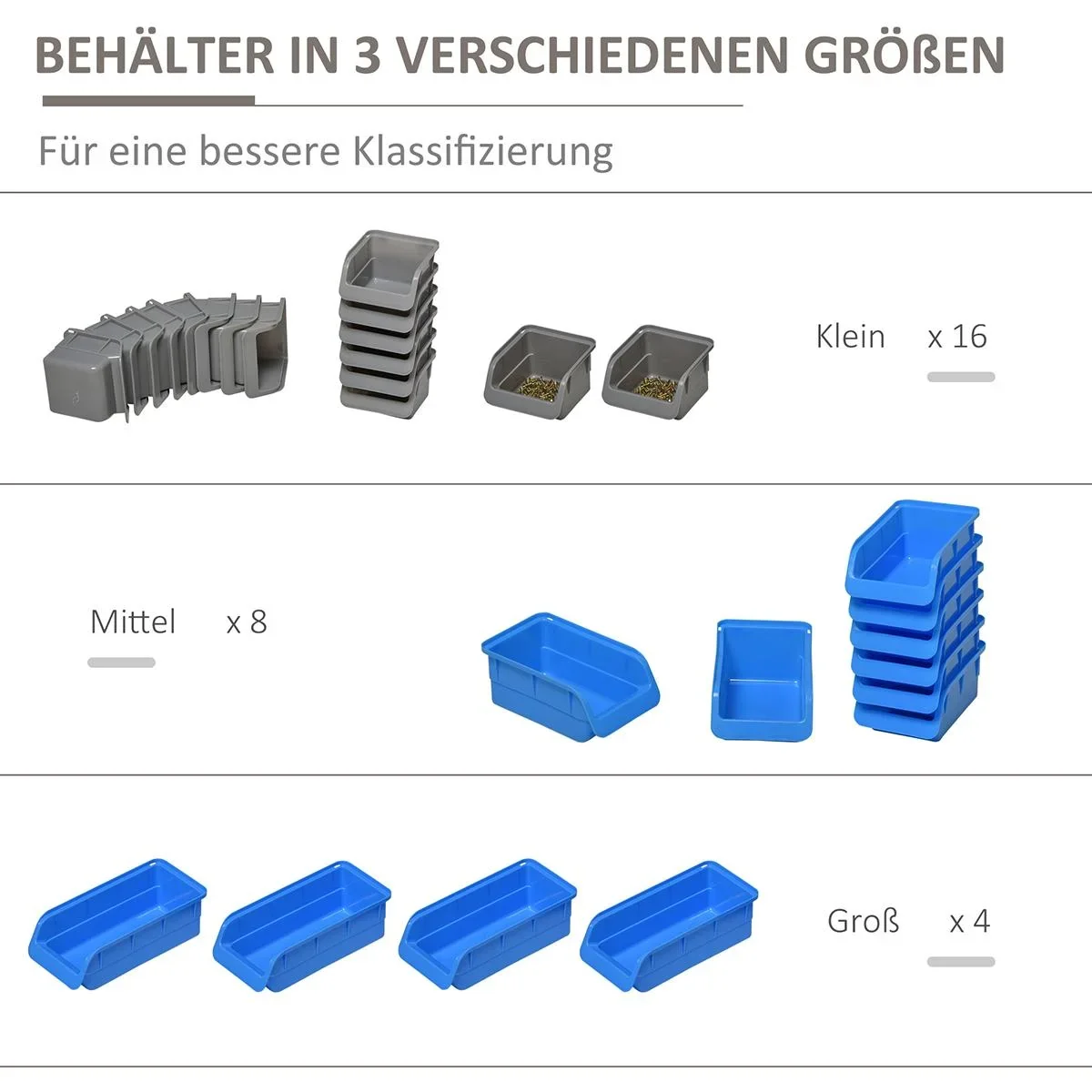 Werkzeugwand-Set 44-teilig Blau+Grau - 1