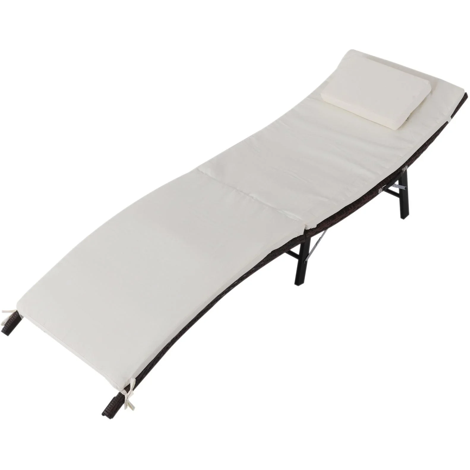 Gartenliege Sonnenliege mit Kissen Relaxliege ergonomisch wetterbeständig Polyrattan Braun 196 x 61 x 53 cm - 2