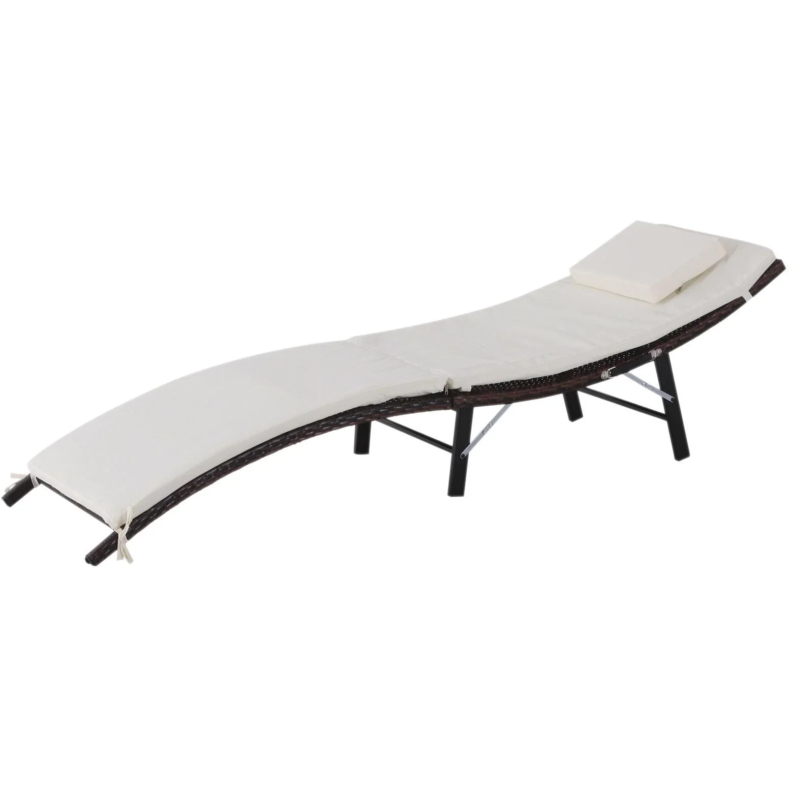 Gartenliege Sonnenliege mit Kissen Relaxliege ergonomisch wetterbeständig Polyrattan Braun 196 x 61 x 53 cm - 5