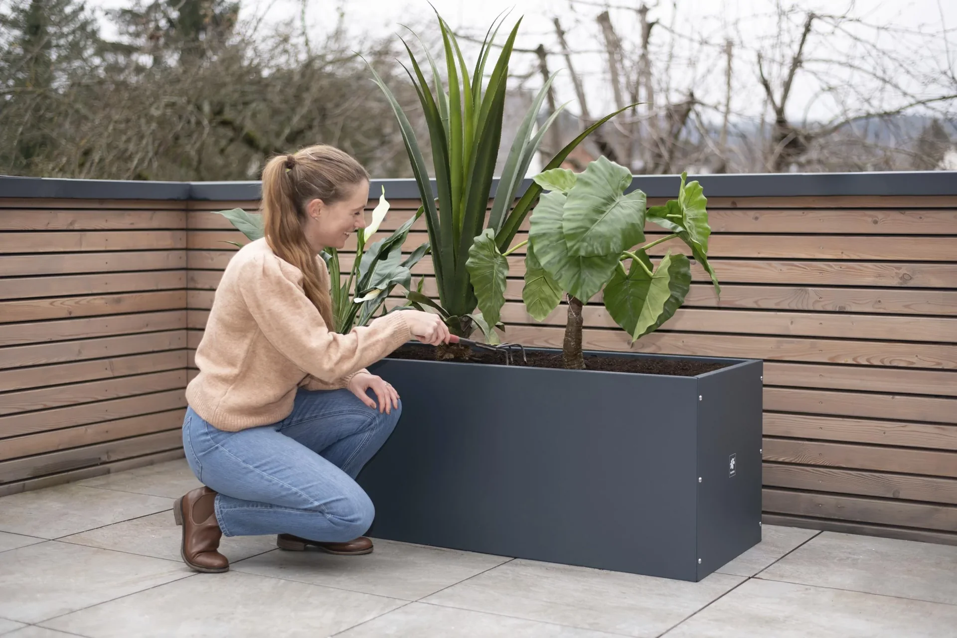 Metall Hochbeet Pflanzkasten 150x50x50 cm Anthrazit - 4