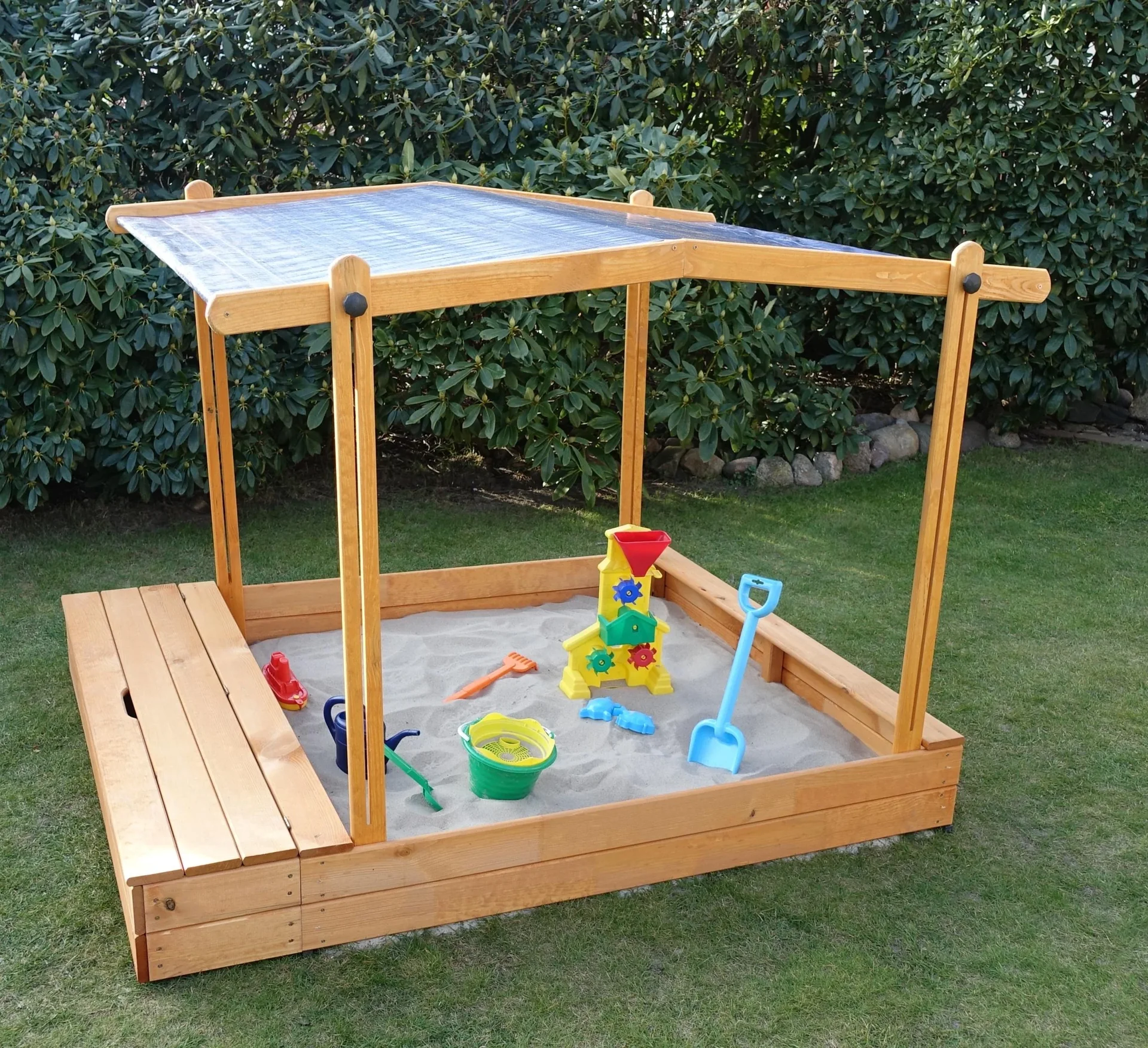 Sandkasten "MULTI" + Sitzbox + Sonnendach - 2