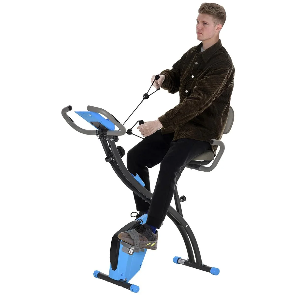 Heimtrainer 2-in-1 Fahrradtrainer LCD-Display klappbarer Hometrainer Trimmrad mit 8 stufig einstellbarem Magnetwiderstan - 0