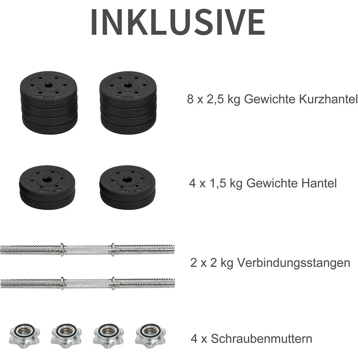 Kurzhantel Set 30 kg schwarz - 1