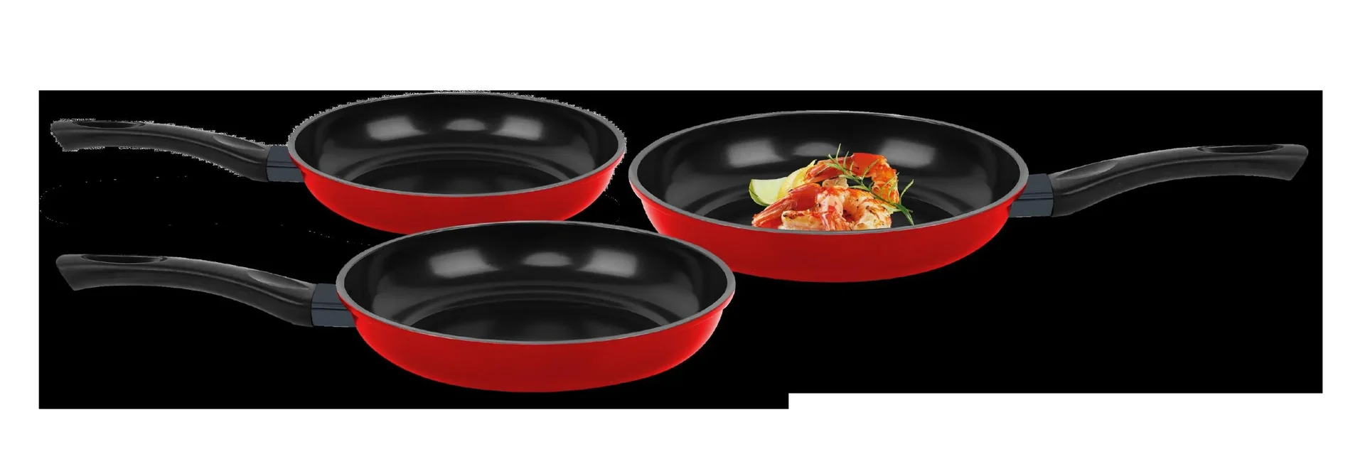 Carbon Pfannenset Rot, 3-teilig ( Ø 20 cm/ 24 cm/ 28 cm) mit Antihaft Diamantbeschichtung - 4