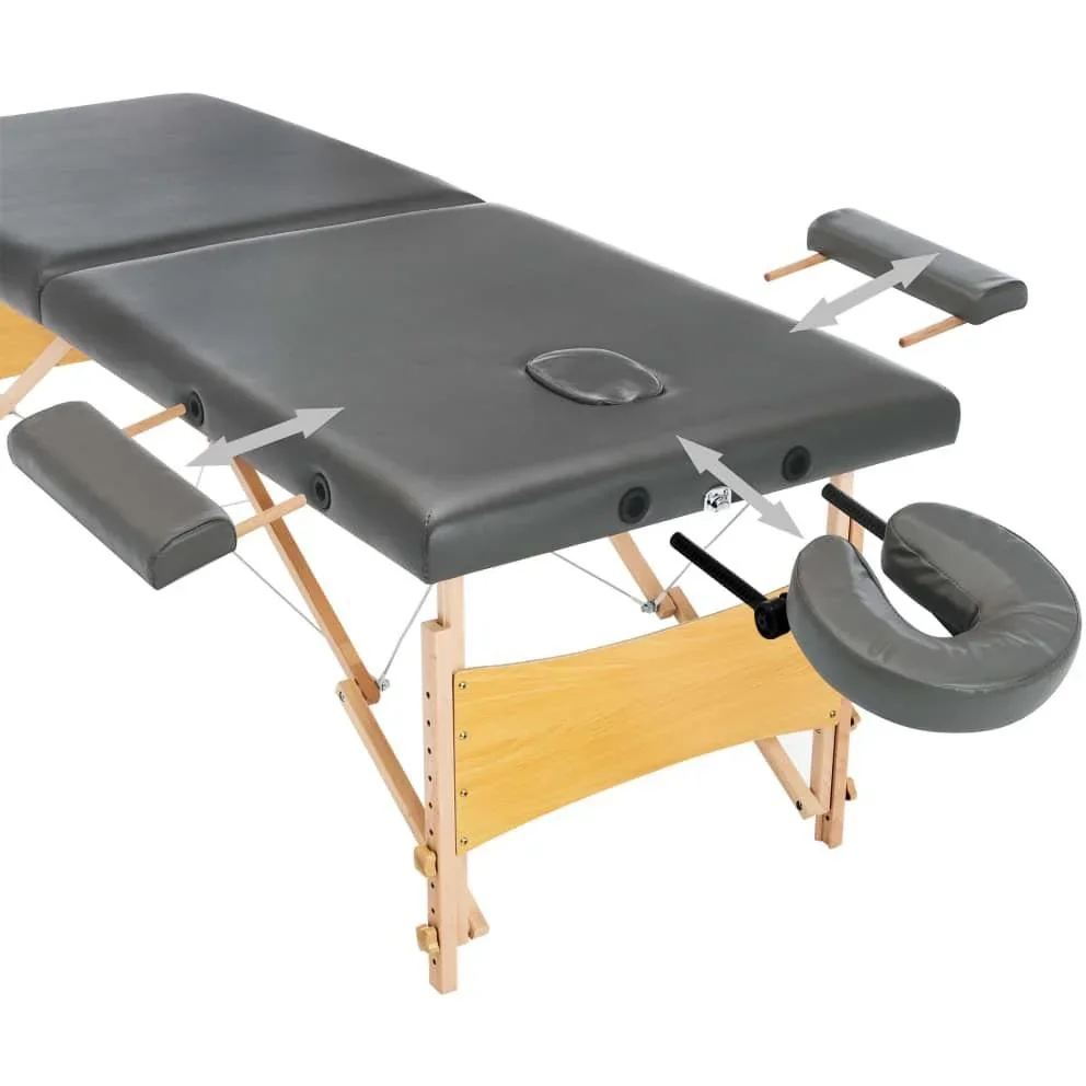 Massageliege 2 Zonen 186x68 cm Holzrahmen anthrazit - 1