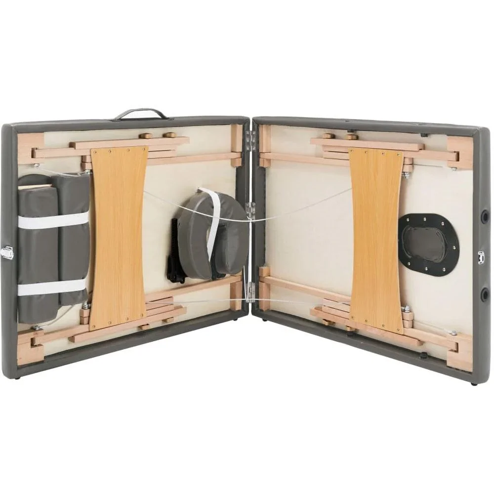 Massageliege 2 Zonen 186x68 cm Holzrahmen anthrazit - 2