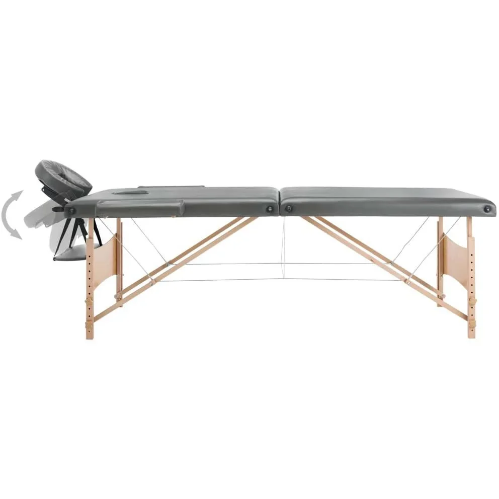 Massageliege 2 Zonen 186x68 cm Holzrahmen anthrazit - 3