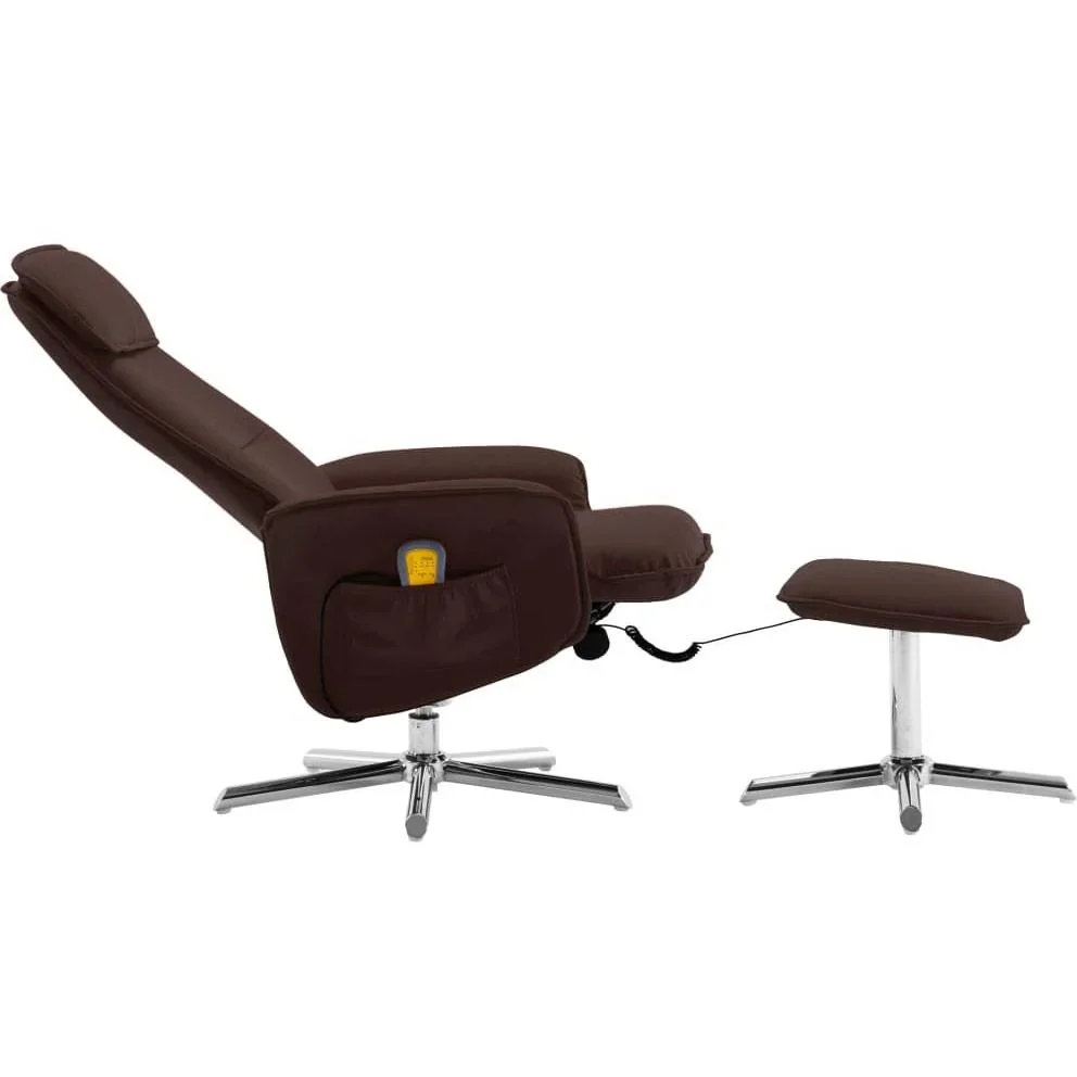 Massagesessel verstellbar mit Fußhocker Kunstleder braun - 3