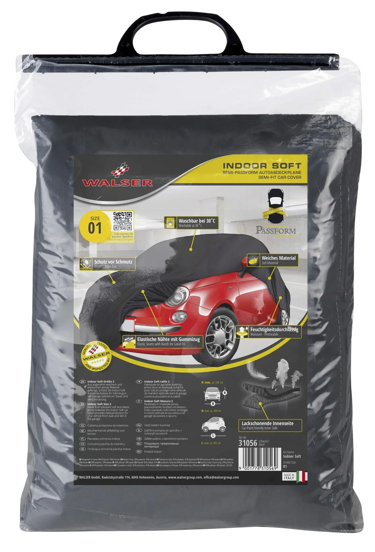 Autoabdeckplane indoor soft - Größe 1 - 401 x 400 x 130 cm - PES - Elasthan - 6