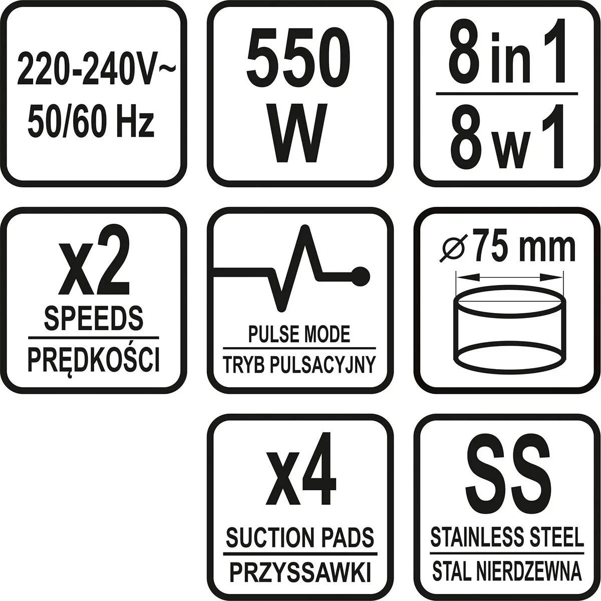 Küchenmaschine 8-in-1 - Mixer/Mixer - 550 W - Edelstahl - 5