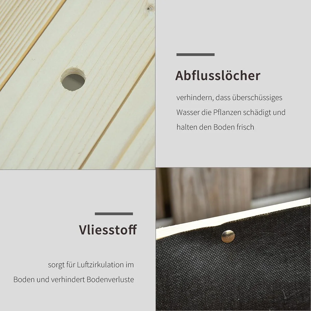 Hochbeet mit Rädern und Regalboden Natur - 3