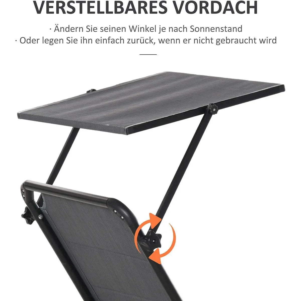 Gartenliege mit Sonnenschutz dunkelgrau - 0