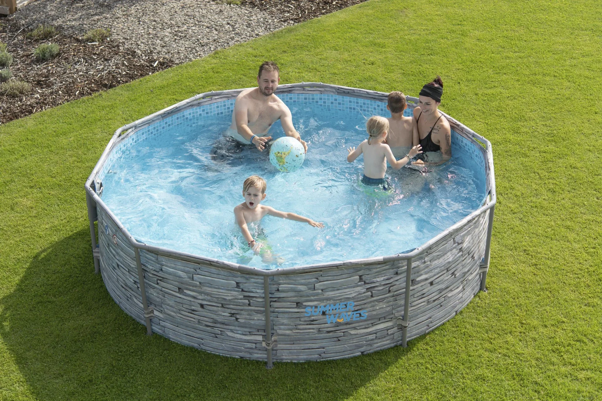 Pool „Summer Waves Pool“, Steingrau, Ø 305 x 76 cm - 3