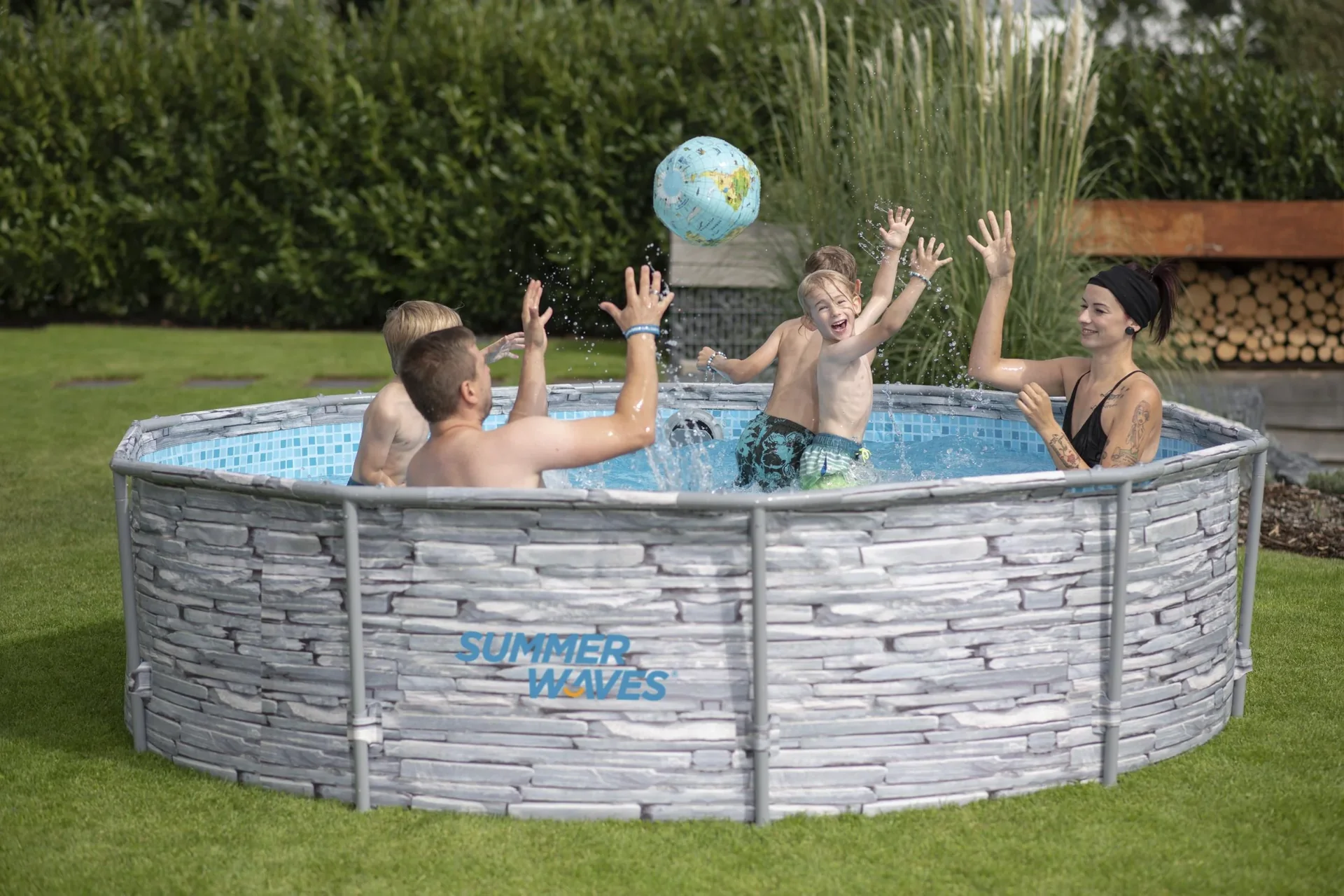 Pool „Summer Waves Pool“, Steingrau, Ø 305 x 76 cm - 5