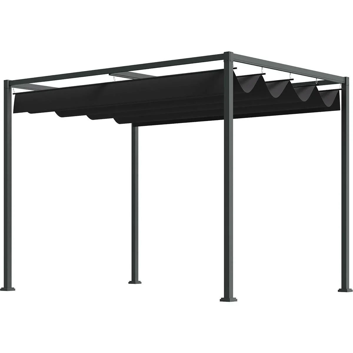 Pavillon/Gartenüberdachung - mit Schiebedach - Polyester - Schwarz - 298 x 213 x 222 cm - 2