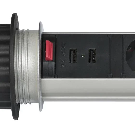 Tischsteckdosenleiste Tower Power 3-fach, 2 USB Anschlüsse - 7