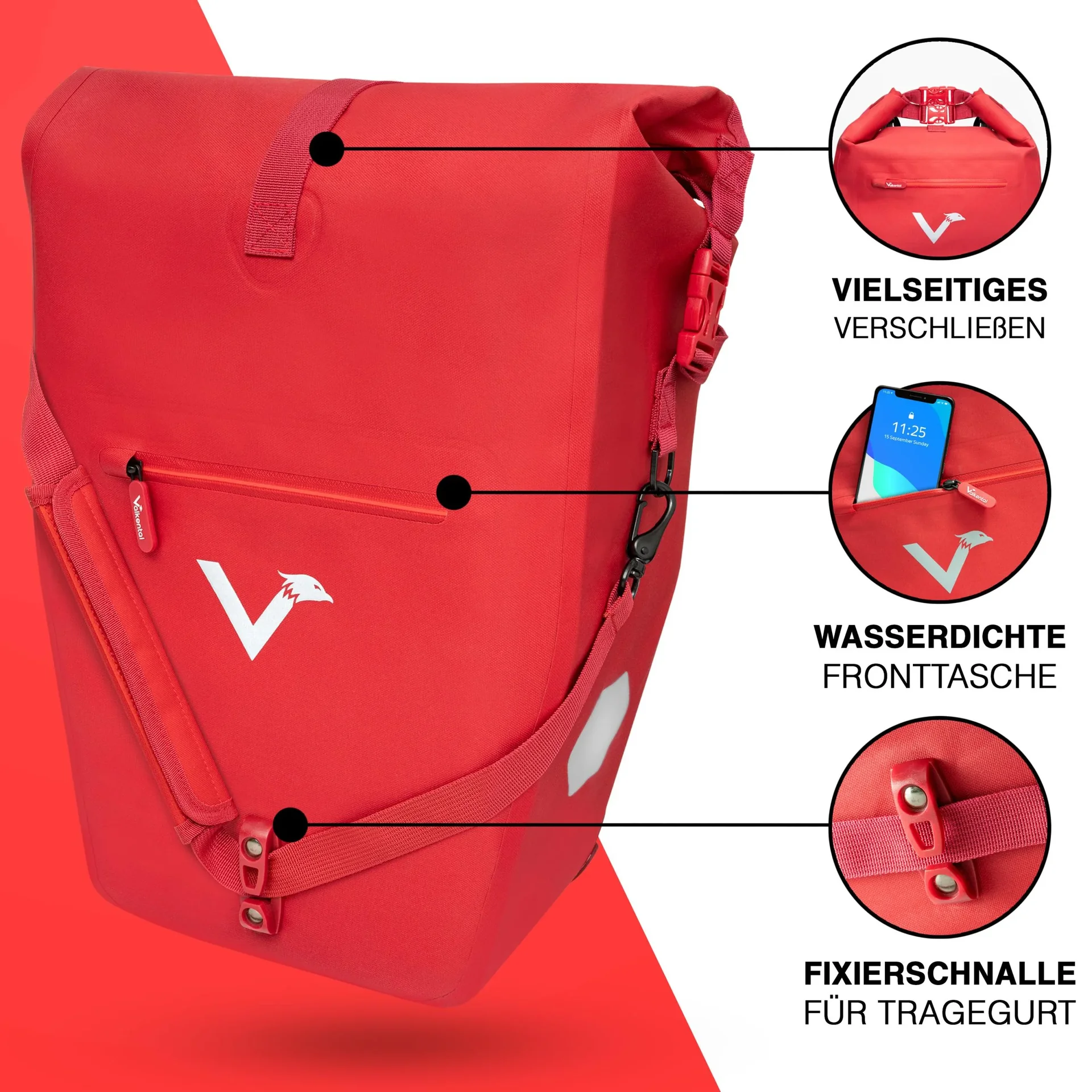 ValkOcean Gepäckträgertasche, Rot - 2