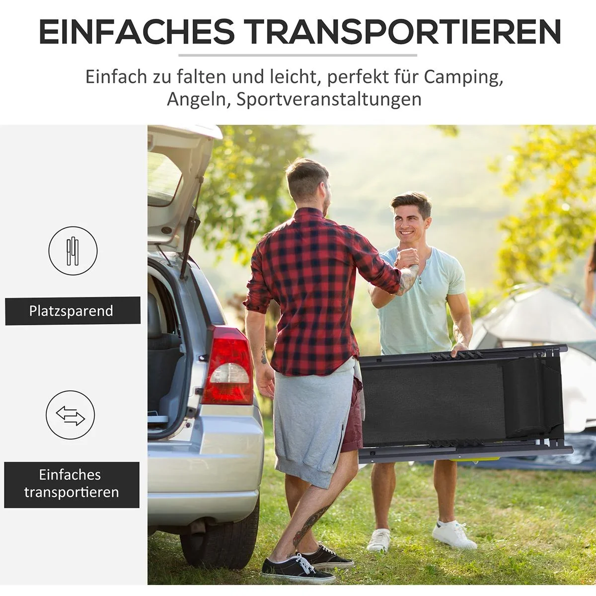 Klappstuhl 2er-Set Klappbarer Gartenstuhl 5-fach verstellbare Rückenlehne Balkonstuhl Campingstuhl Alu Schwarz - 3