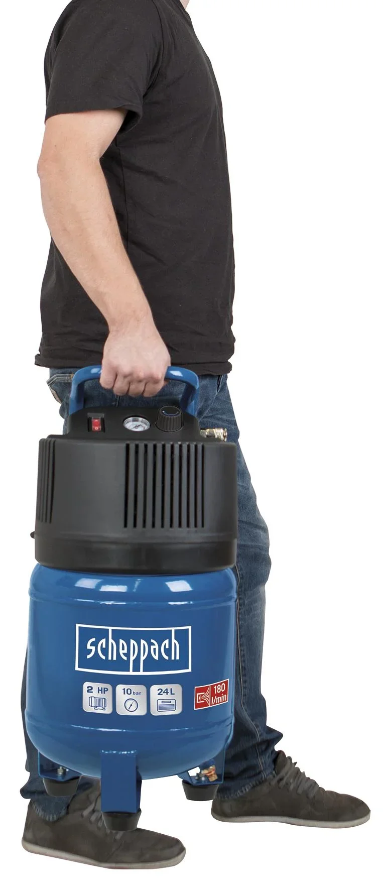 Kompressor HC24 V - 24 L - 10 bar - 230 Volt, inklusive 5-teiligem Druckluft-Werkzeug-Set - 1