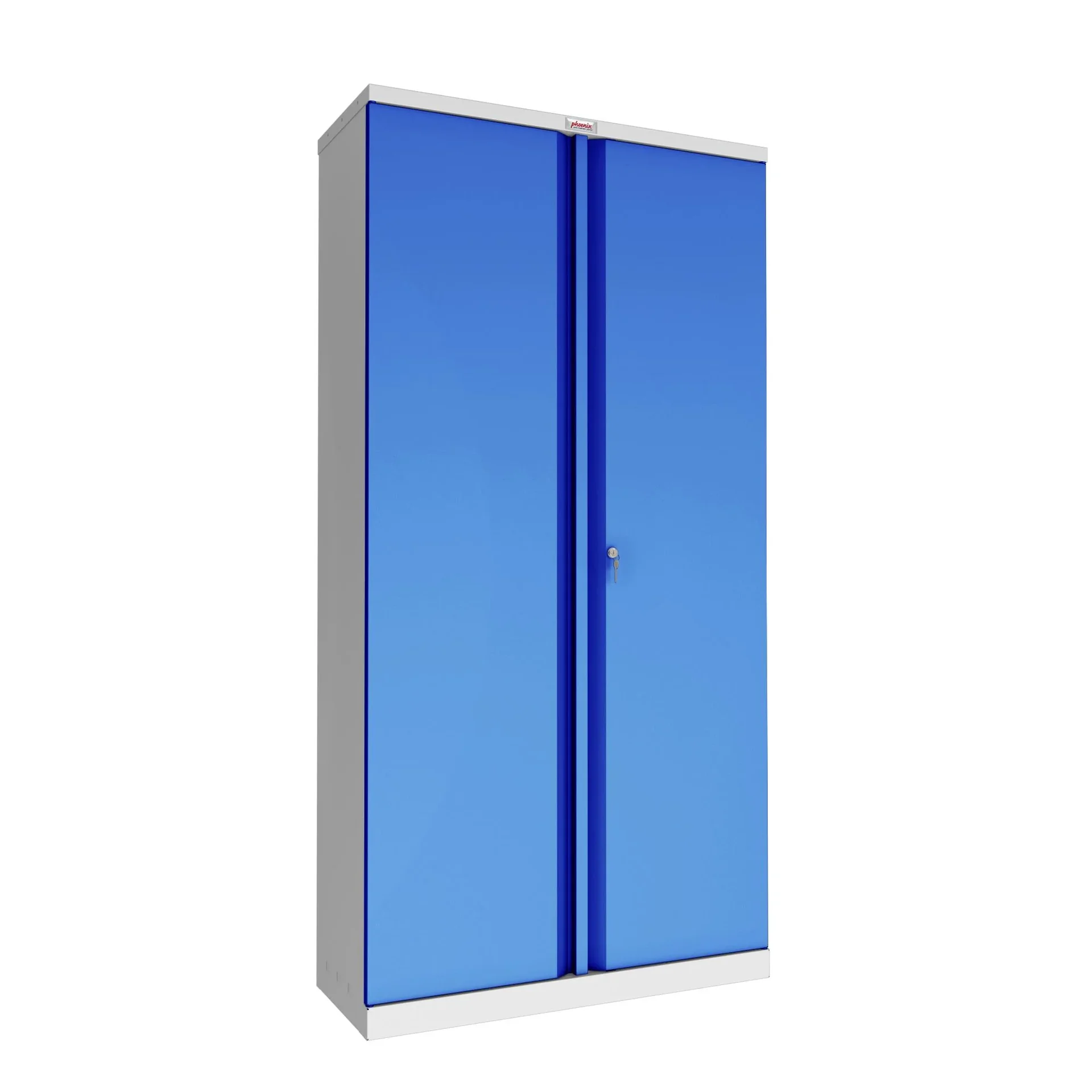 Aufbewahrungsschrank SCL-Serie aus Stahl mit 2 Türen und 4 Regalen mit Schlüsselschloss, grau-blau - 0