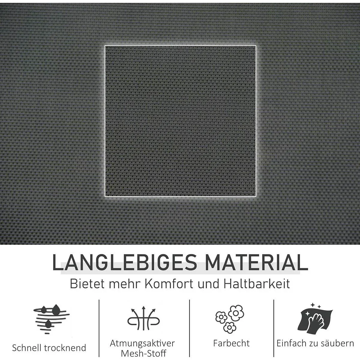 Schaukelstuhl Schwingsessel Gartenstuh Schaukelliege Metall Mesh Schwarz 150 x 62 x 88 cm - 3