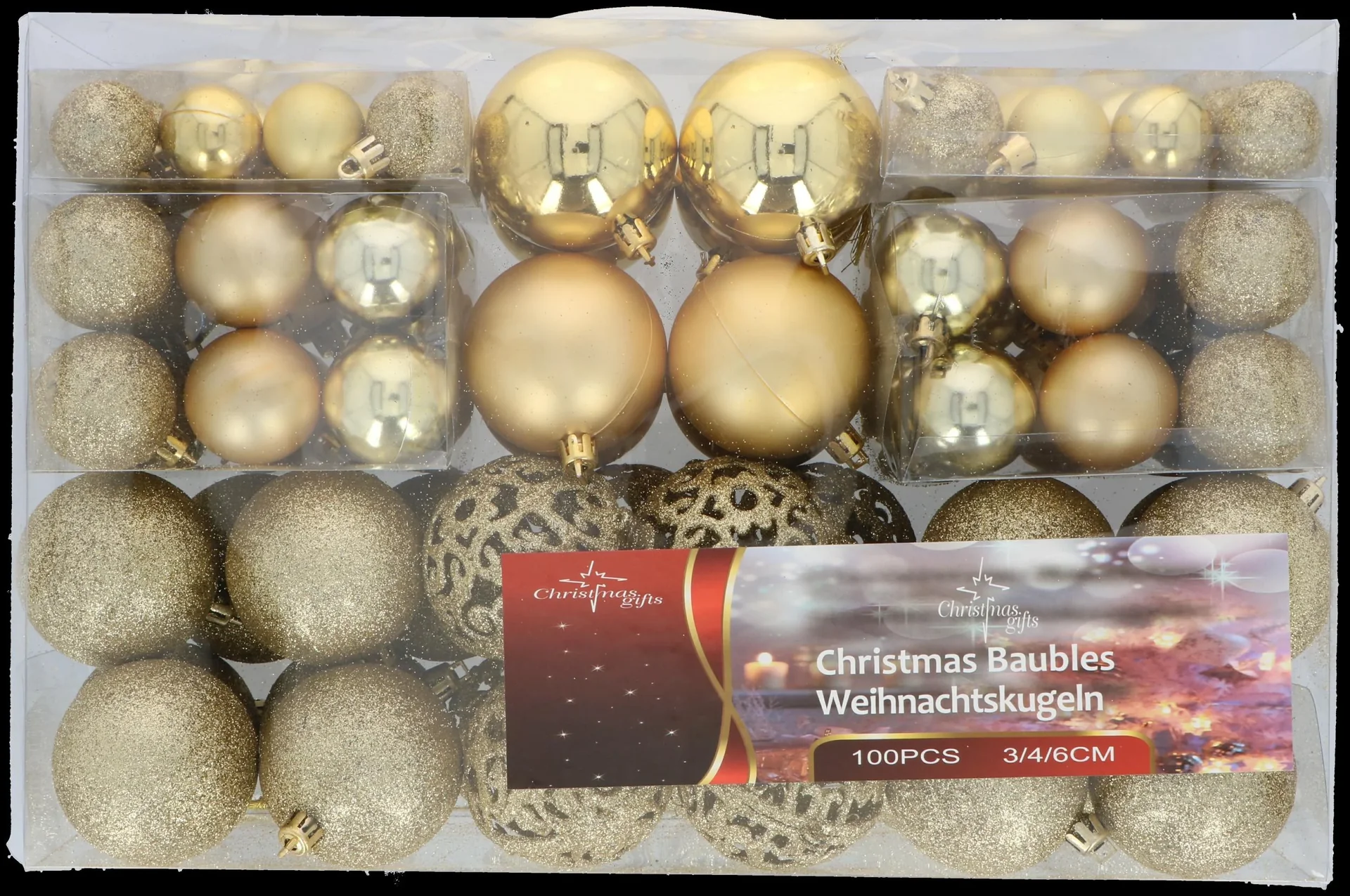 Weihnachtskugeln, gold, 100 Stück - 0