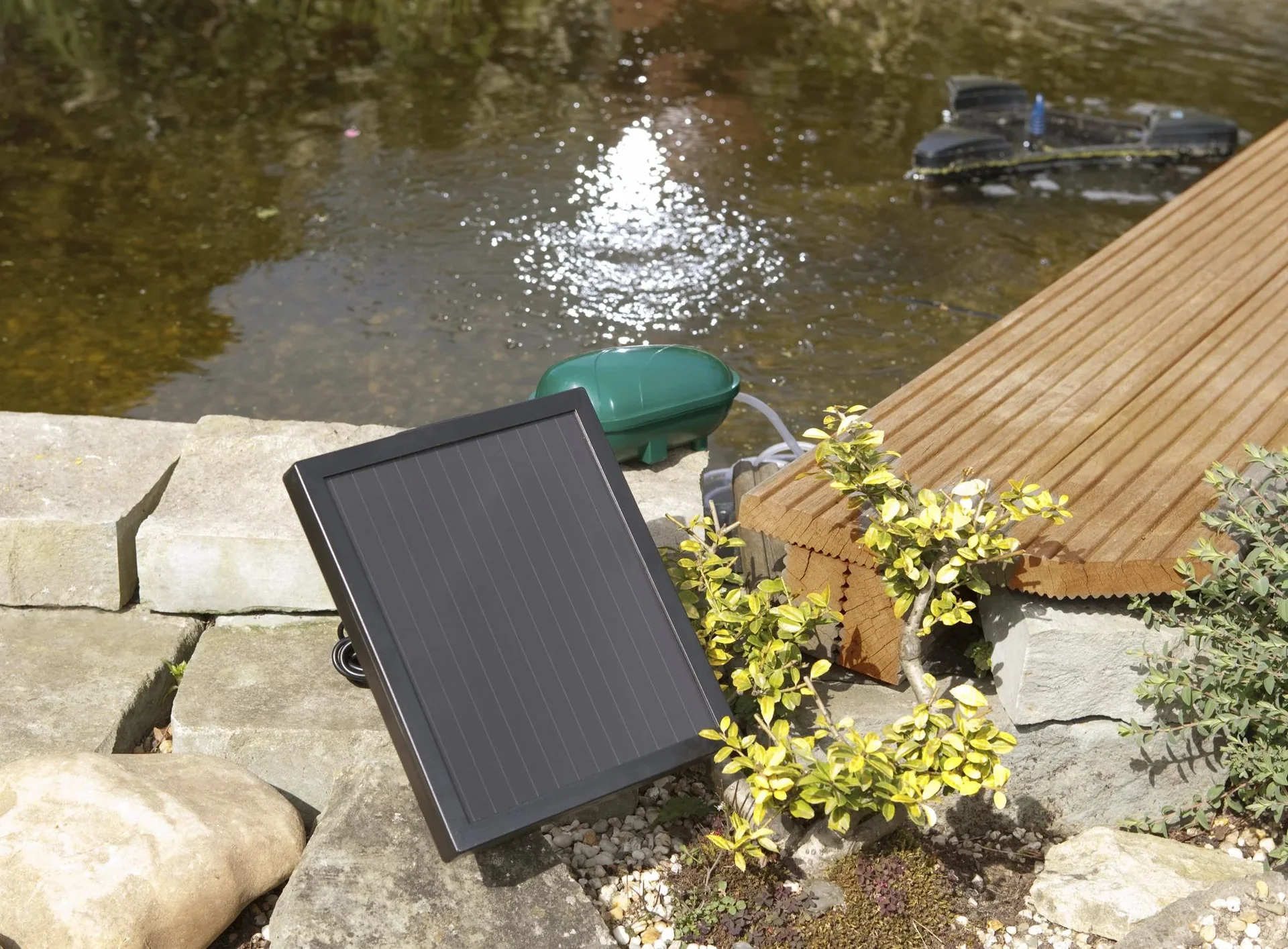 Solar Teichbelüfter mit zwei Luftsteinen - 0
