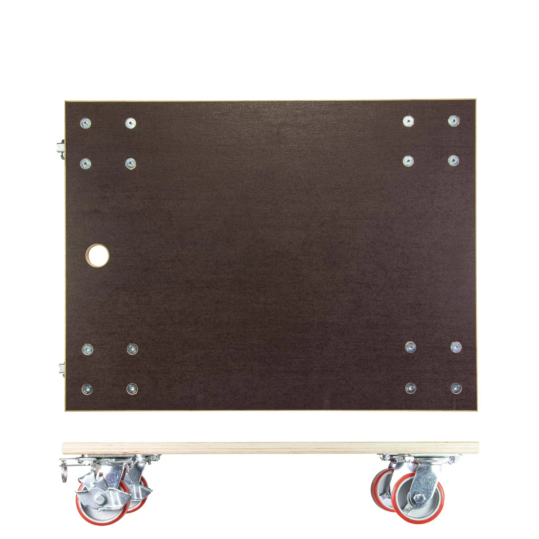 Transporthilfe MM 1348, 78 x 59 x 16 cm, harte Rollen Ø 100 mm, Rollenlager, 2 Bremsen, Platte FSC®, Tragkraft 1.000 kg - 5