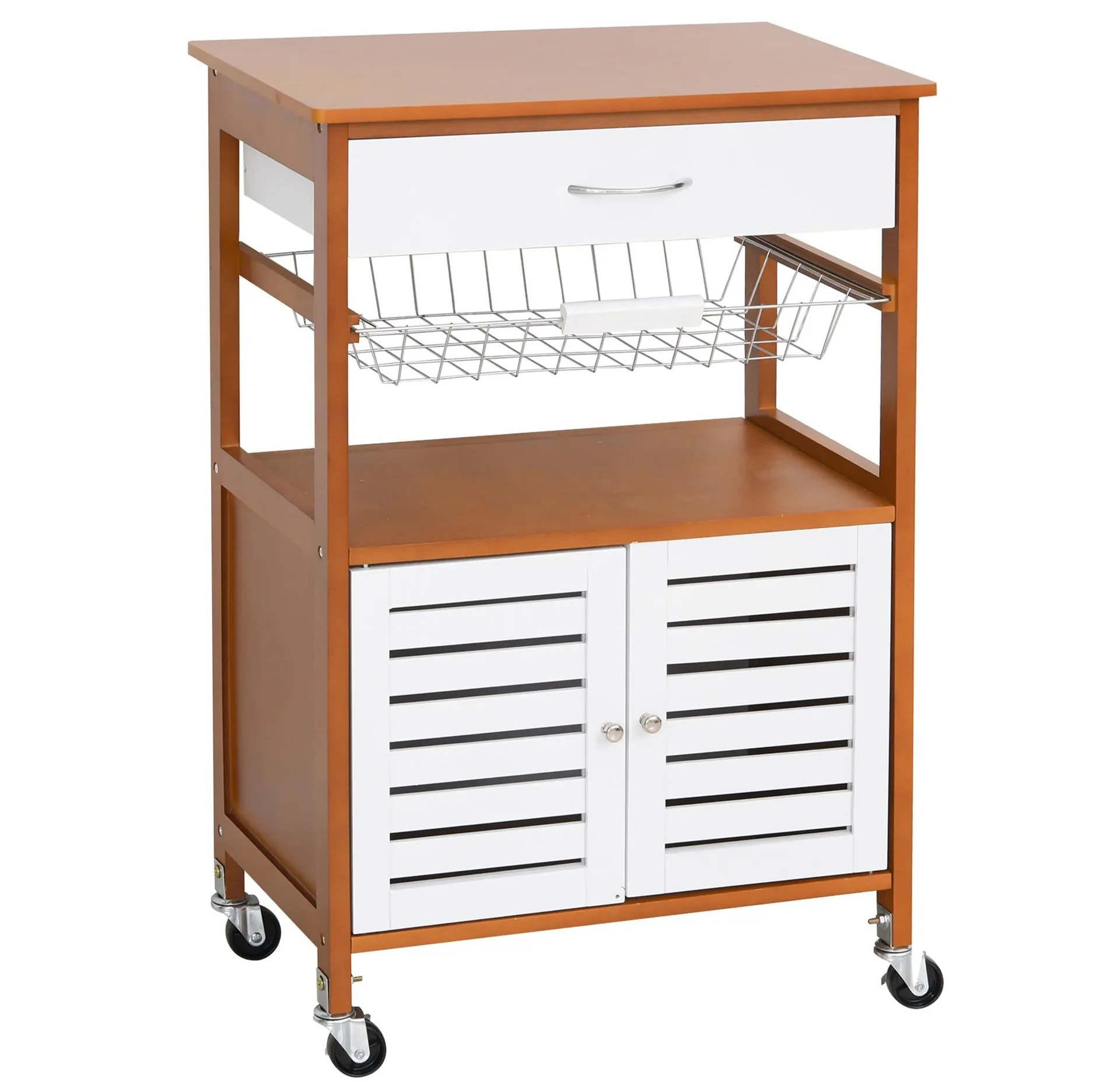 Küchenwagen mit Rädern und Kommode Braun - 5