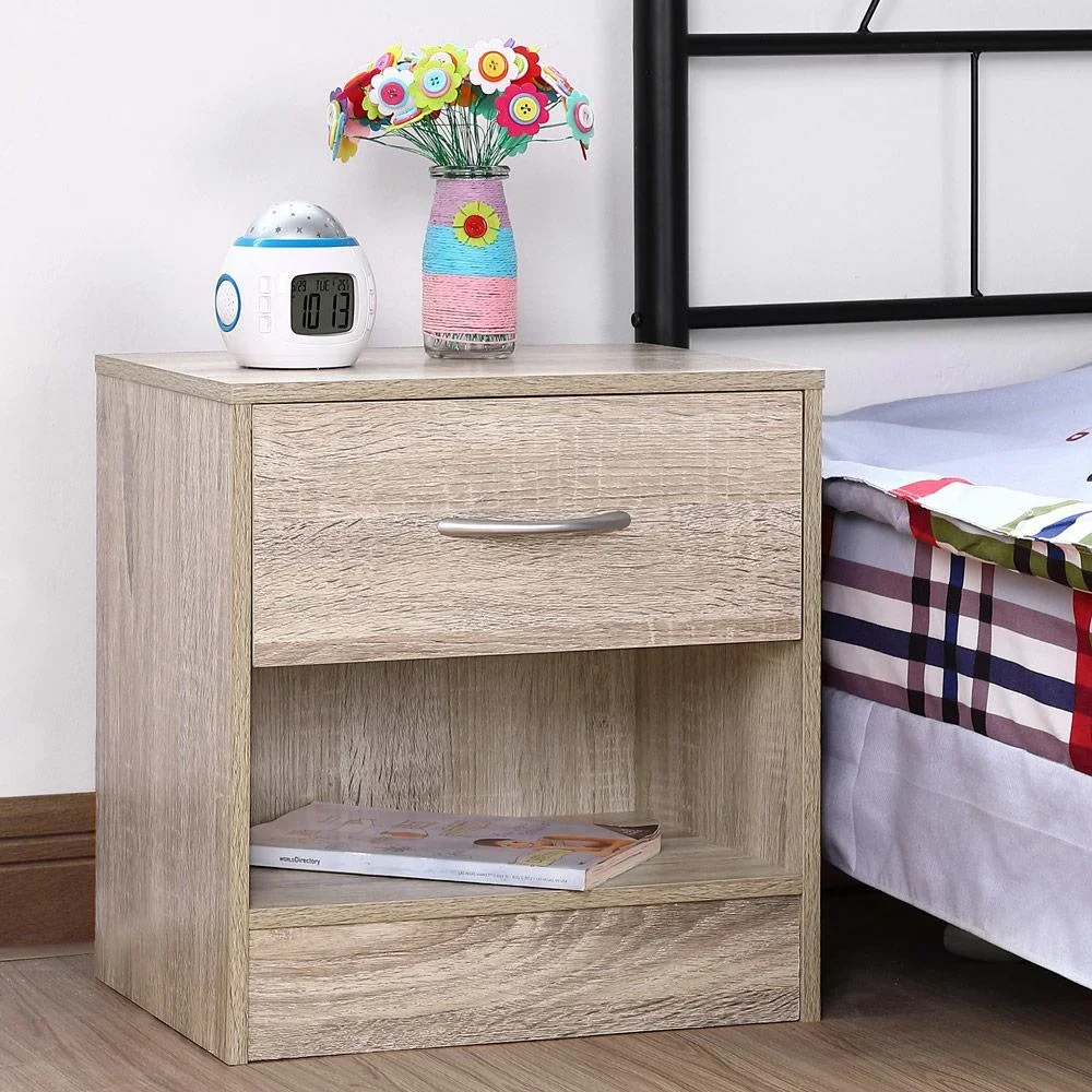 2 Stück Nachttisch Eichenoptik - MDF - 39x28x41cm - 0