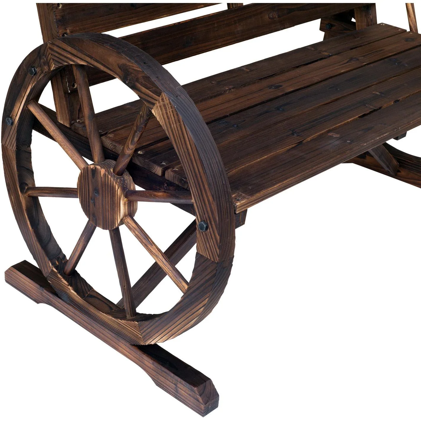 Gartenbank mit Wagenrad mit Armlehne - 3