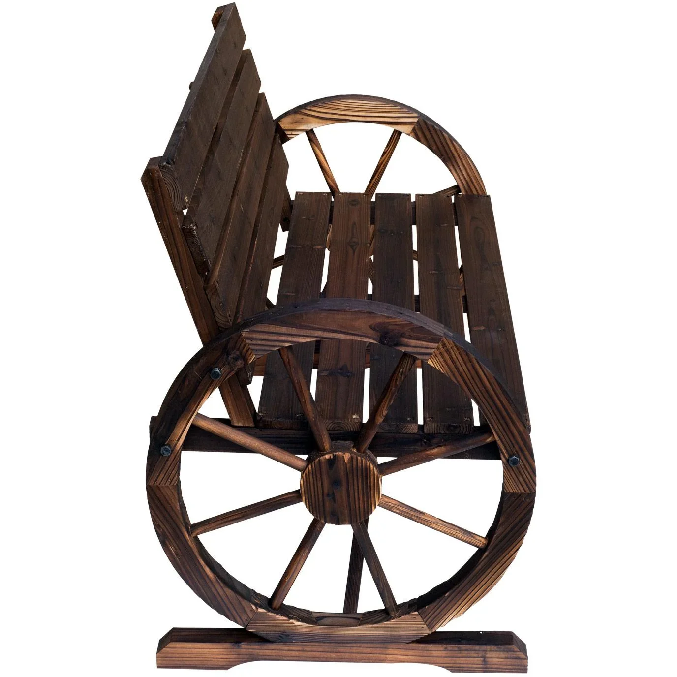 Gartenbank mit Wagenrad mit Armlehne - 4