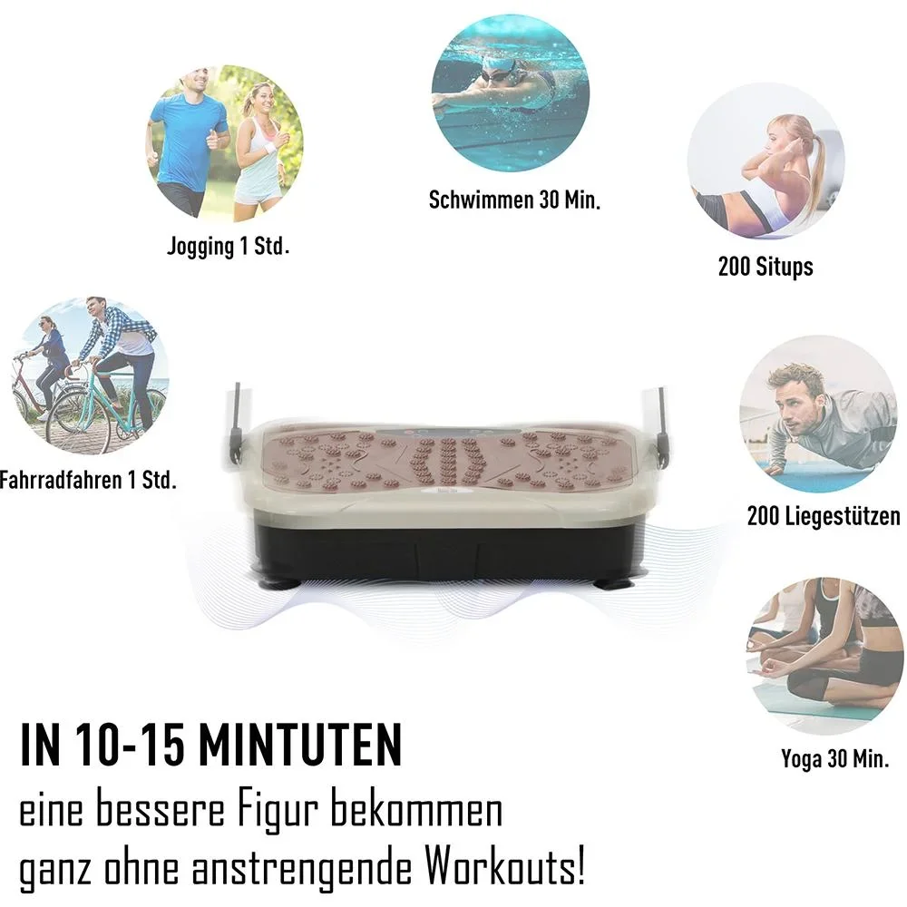 Vibrationsplatte Vibrationstrainer Vibrationsgerät LED-Anzeige USB-Lautsprecher Trainingsbänder Fernbedienung - 0