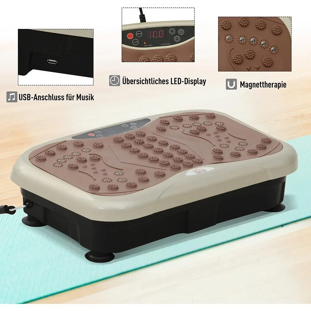 Vibrationsplatte Vibrationstrainer Vibrationsgerät LED-Anzeige USB-Lautsprecher Trainingsbänder Fernbedienung - 2