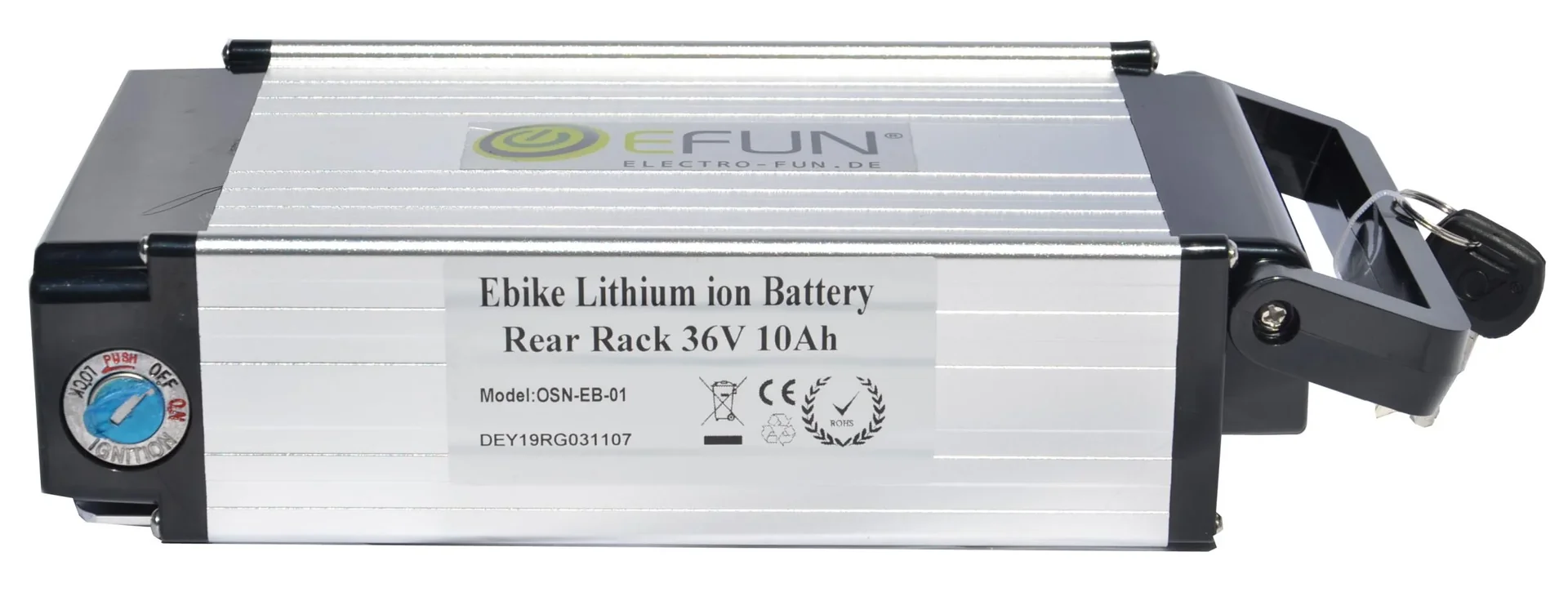 Akku Lithium Ionen 36 Volt 10 Ah REAR RACK E-Bike E-FUN - 1