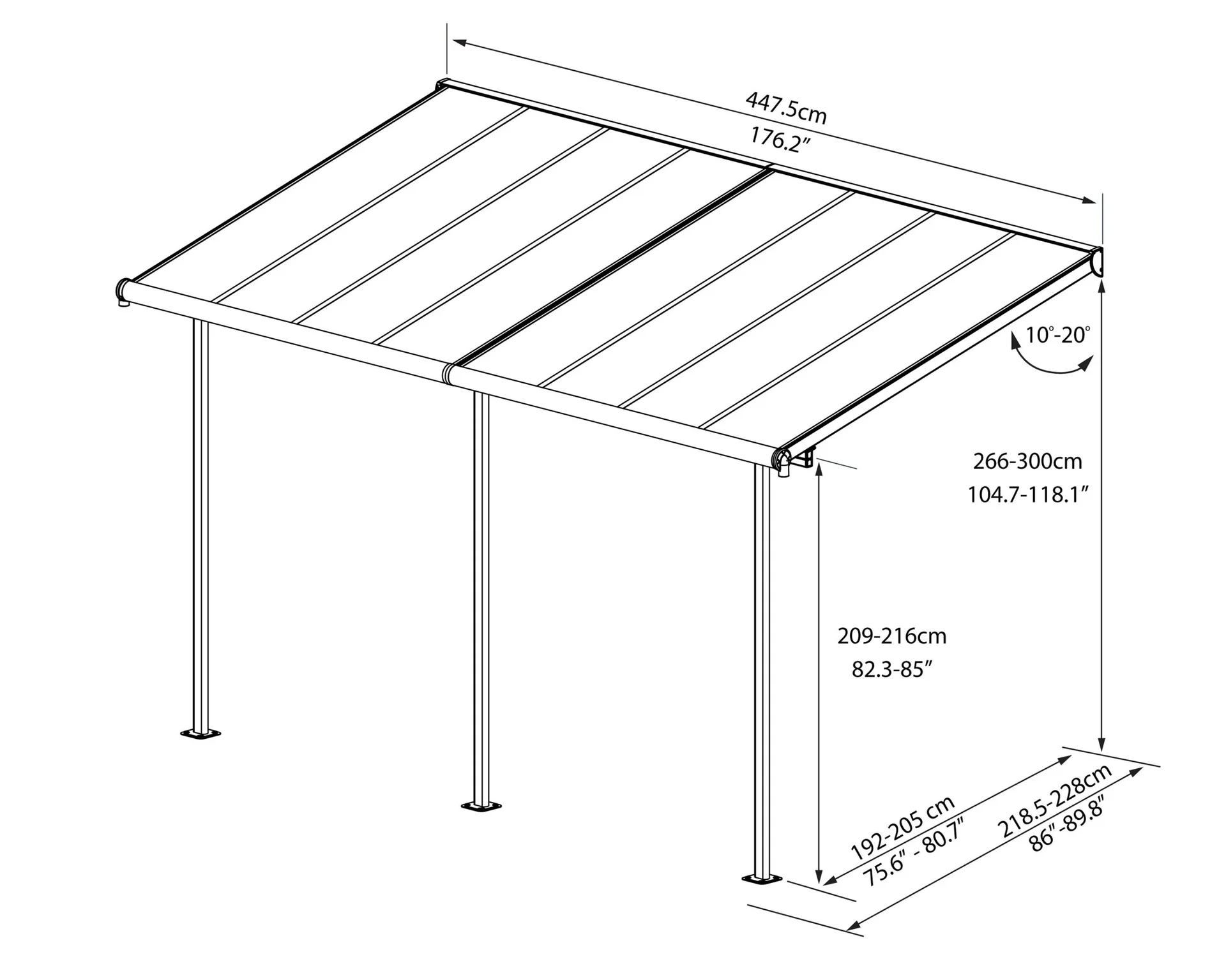 Terrassendach Sierra 230 x 447 cm weiß - 0