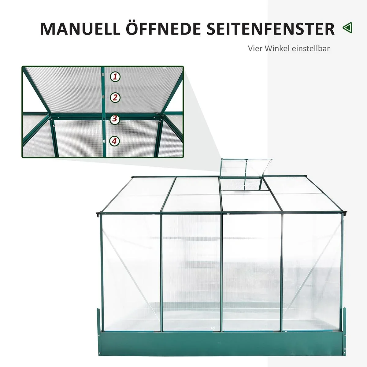 Gewächshaus für den Garten, vielseitig nutzbar als Treibhaus, Tomatenhaus, Frühbeet und Pflanzenhaus, 4 mm PC Sonnenschu - 0