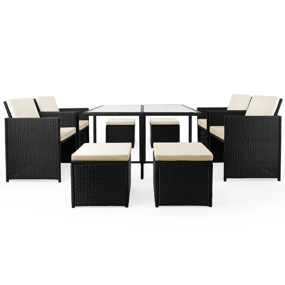 Garten-Set - Lounge-Set 21-tlg. Stühle, Tisch, Kissen, Hocker - 1